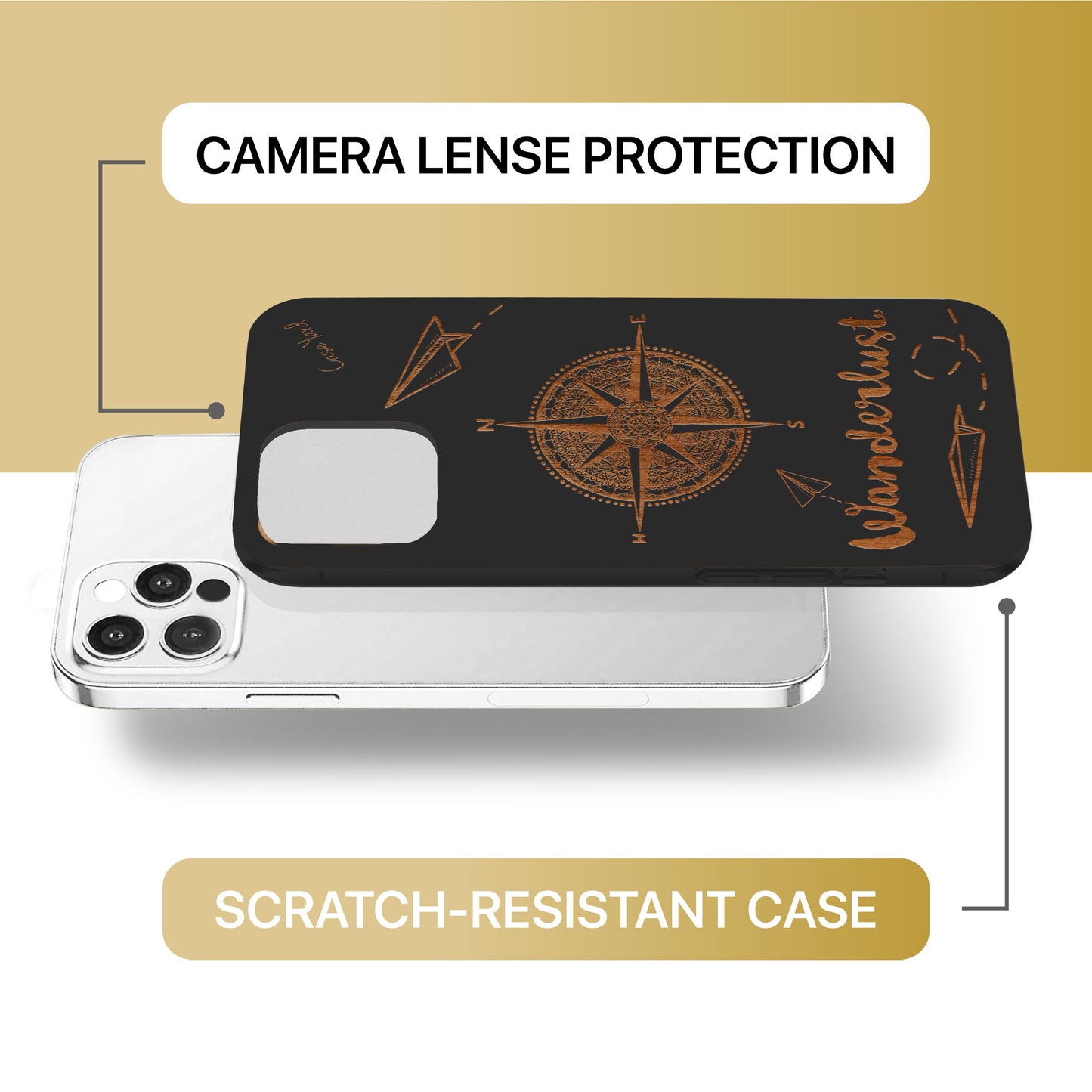 Wanderlust Wooden Laser Engraved Phone Case