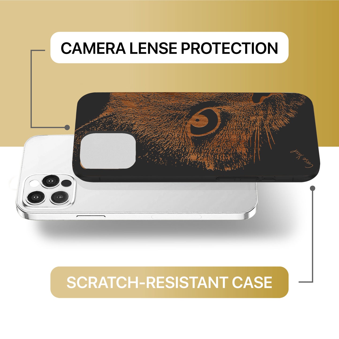 Mad Cat Wooden Laser Engraved Phone Case for iPhone