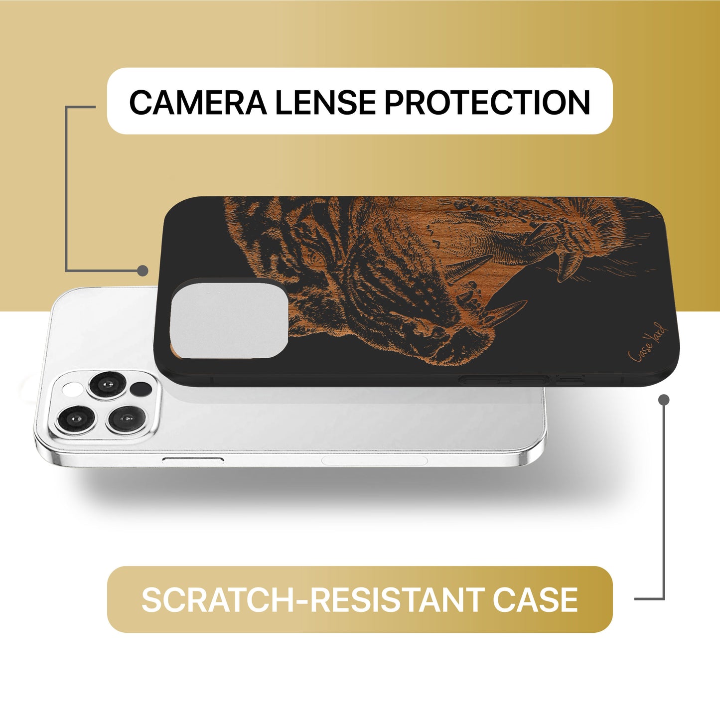 Roaring Tiger Wooden Laser Engraved Phone Case