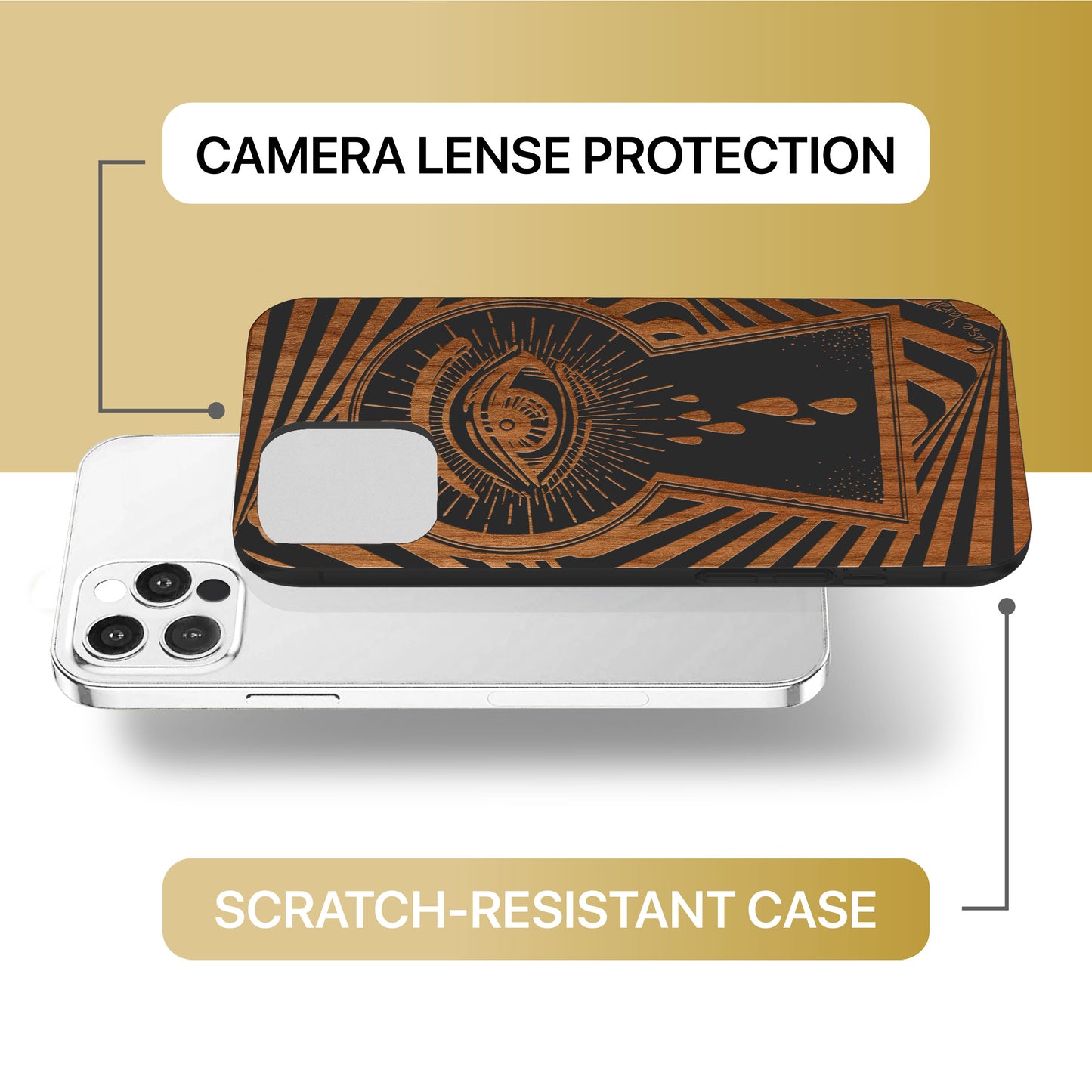 Peaky Eye Wooden Laser Engraved Phone Case for iPhone