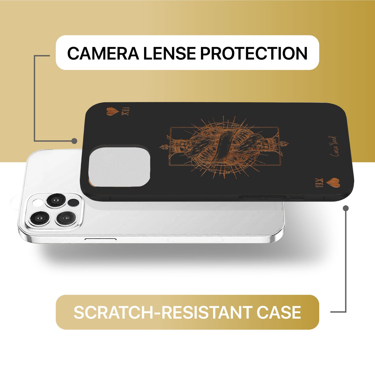 King of Hearts Wooden Laser Engraved Phone Case for iPhone