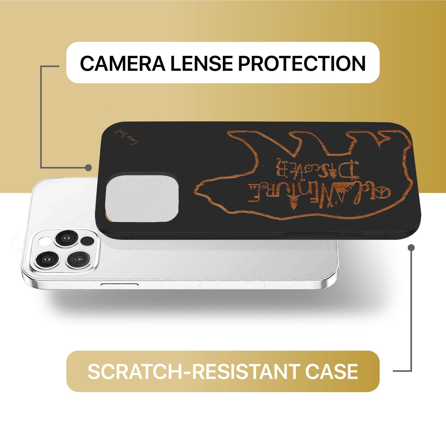 Discovery and Adventure Wooden Laser Engraved Phone Case for iPhone & Samsung Phones