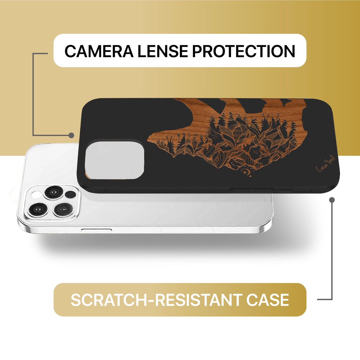 Forest Bear Wooden Laser Engraved Phone Case