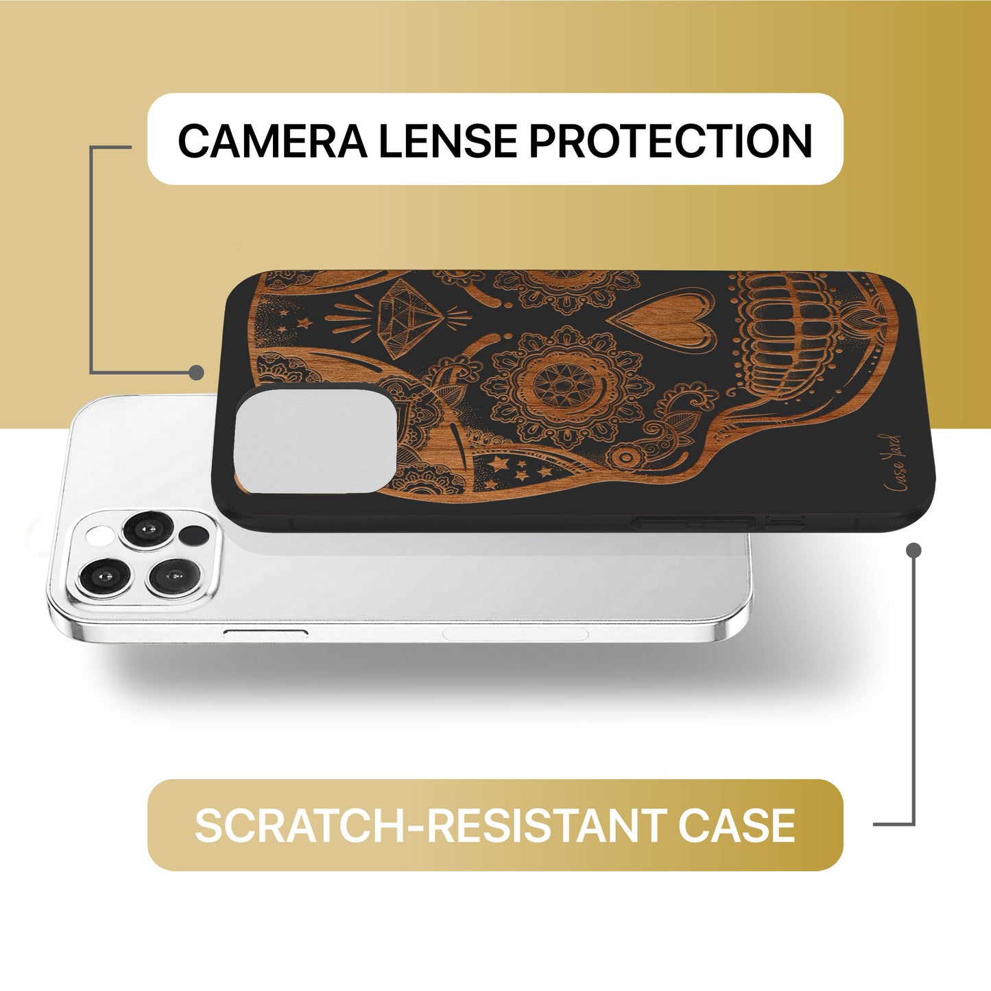 Ice Skull Wooden Laser Engraved Phone Case for iPhone