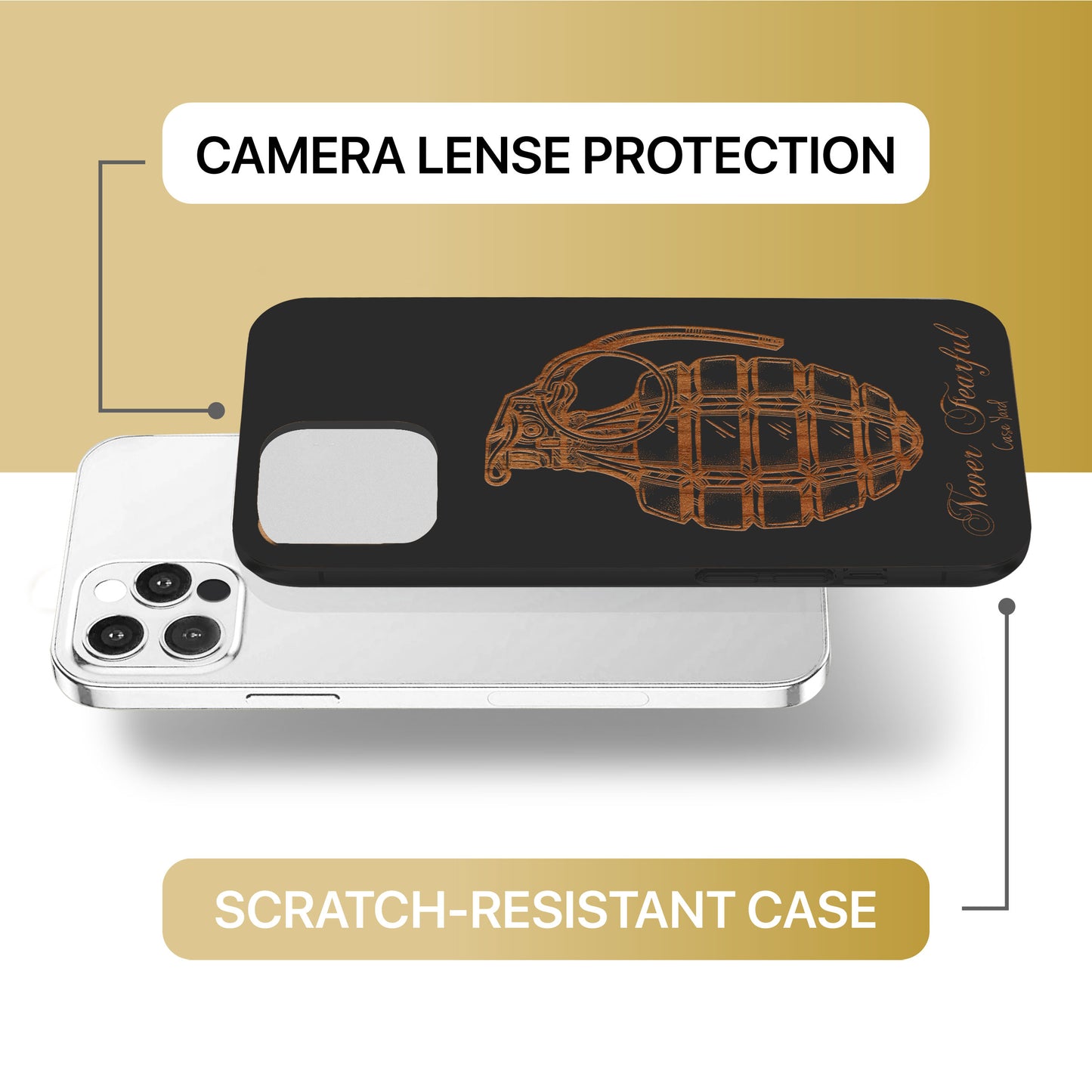 Never Fearful Wooden Laser Engraved Phone Case for iPhone