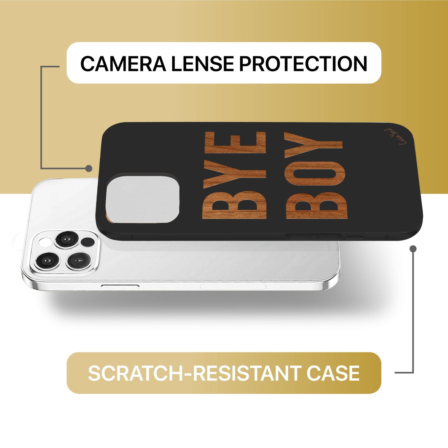 Bye Boy Wooden Laser Engraved Phone Case for iPhone & Samsung Phones