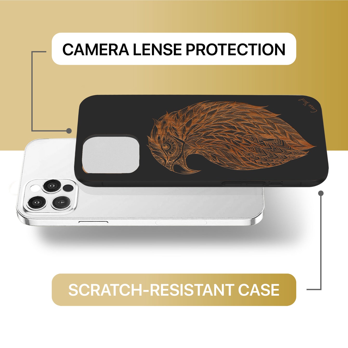 Eagle Sketch Wooden Laser Engraved Phone Case for iPhone