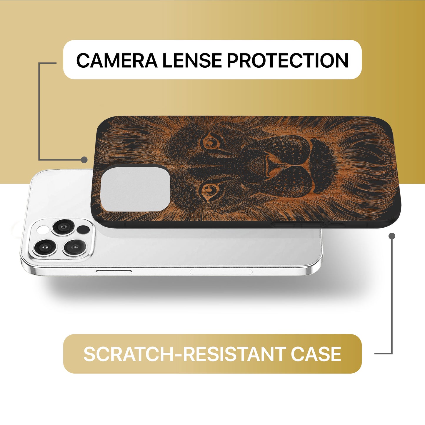 Great Lion Wooden Laser Engraved Phone Case for iPhone