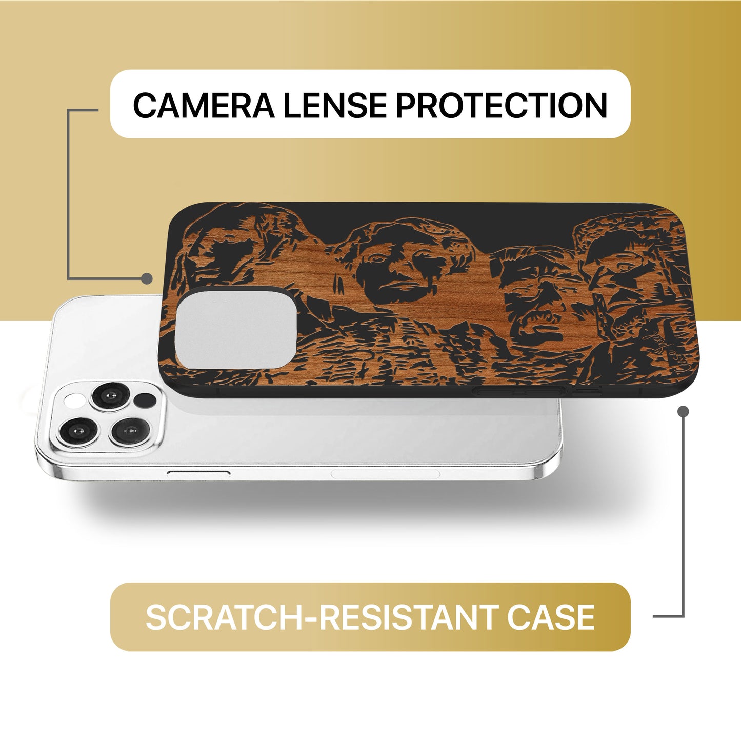Mount Rushmore Wooden Laser Engraved Phone Case for iPhone