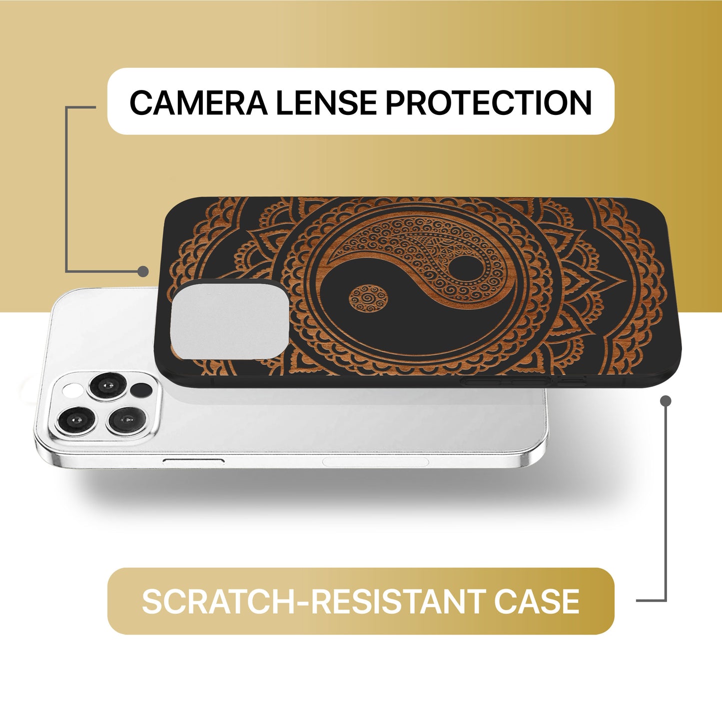 Ying Yang Mandala 2 Wooden Laser Engraved Phone Case