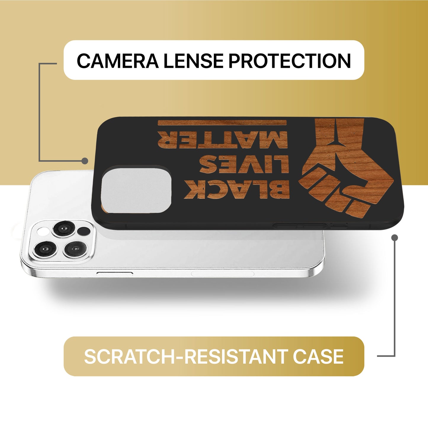 Black Lives Matter Wooden Laser Engraved Phone Case for iPhone & Samsung Phones