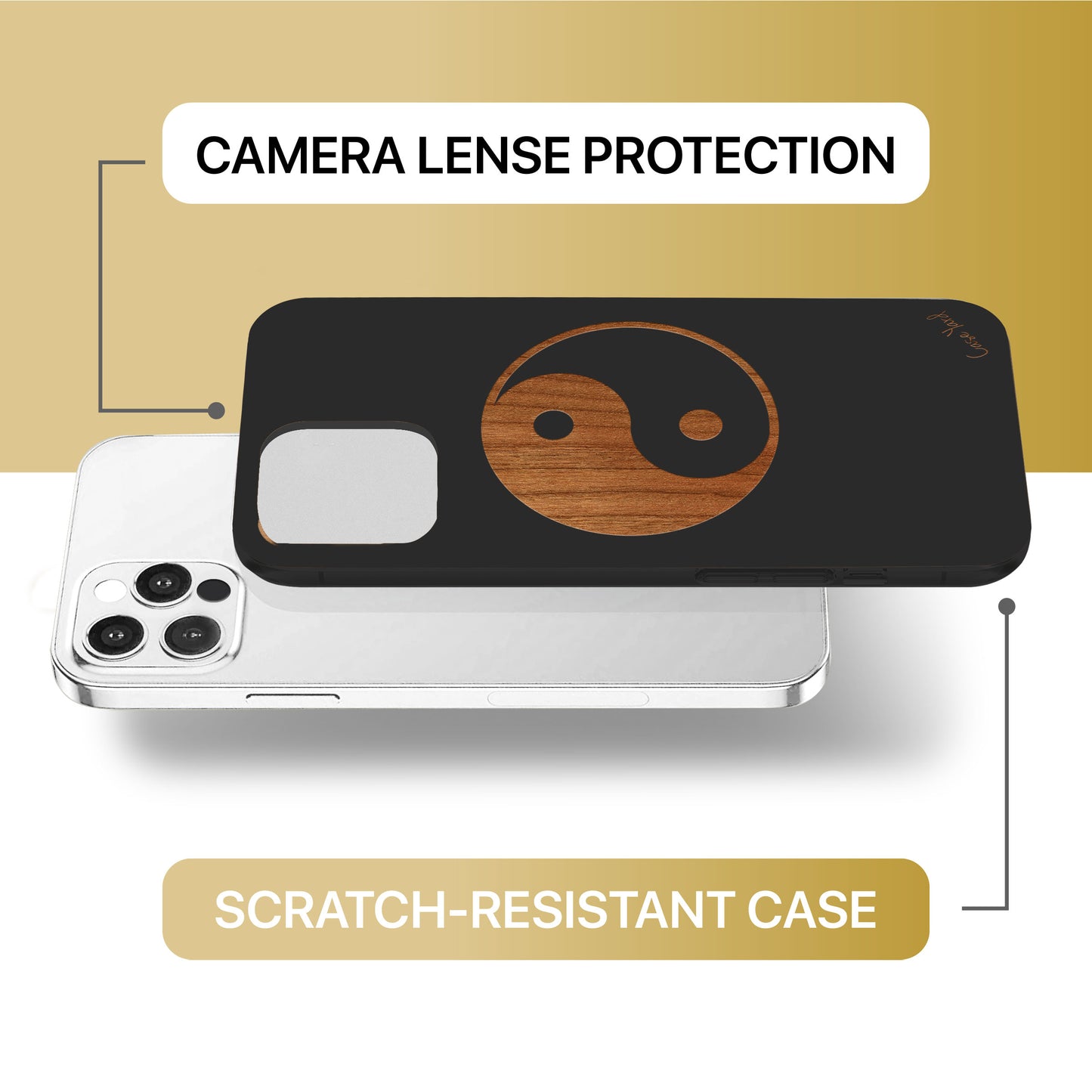 Yin Yang Wooden Laser Engraved Phone Case for iPhone