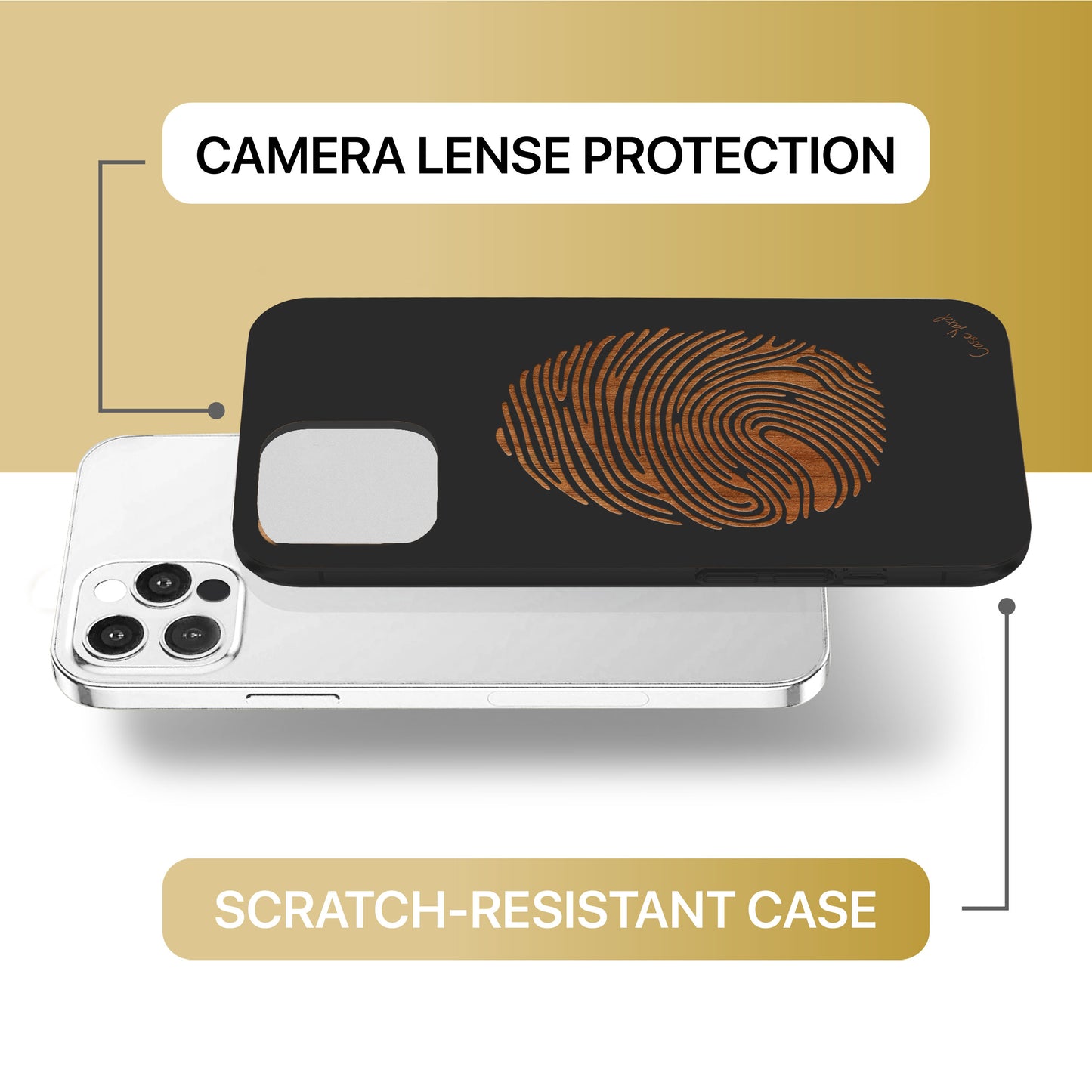 Finger Print Wooden Laser Engraved Phone Case
