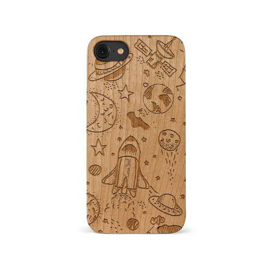 Outer Space Wooden Laser Engraved Phone Case