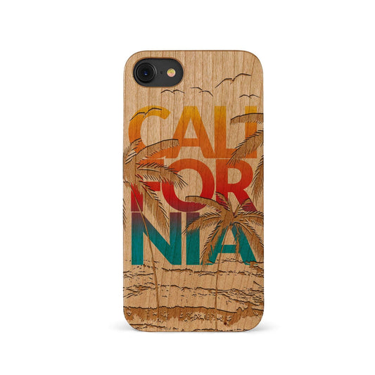 California Sunset Palms UV Colored Wood Phone Case for iPhone