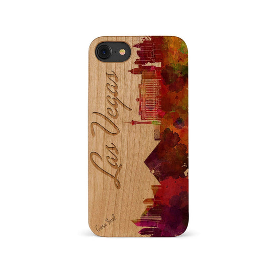Las Vegas Skyline UV Colored Wood Phone Case for iPhone
