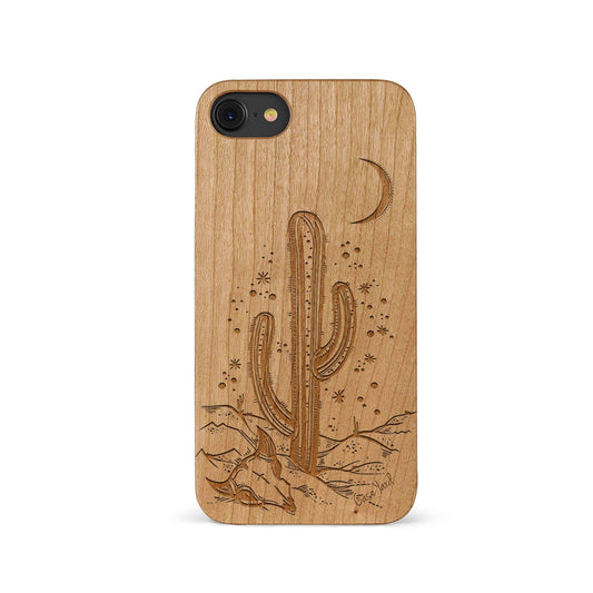 Night in Desert Wooden Laser Engraved Phone Case