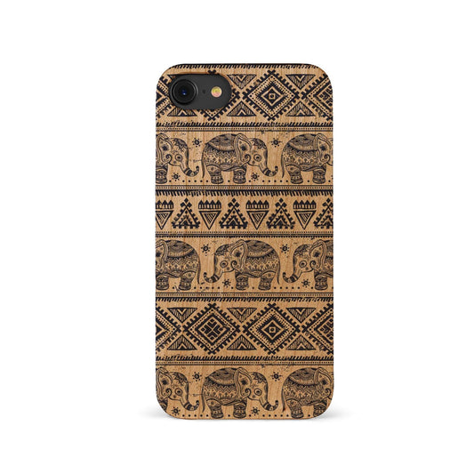 Elephant Pattern UV Colored Wood Phone Case for iPhone