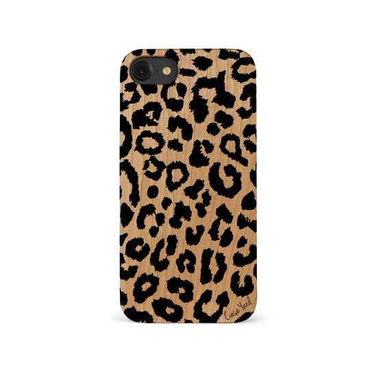 Leopard Pattern Wooden Laser Engraved Phone Case for iPhone