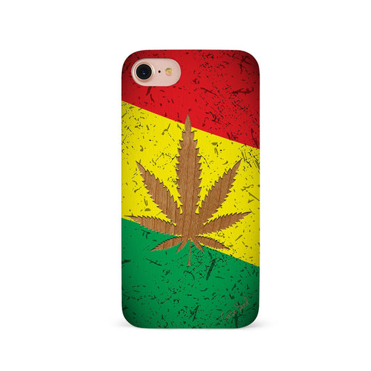 Marijuana Leaf UV Colored Wood Phone Case for iPhone