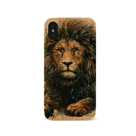 Watercolor Lion UV Colored Wood Phone Case for iPhone