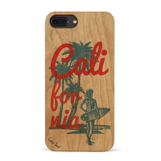 California Surf Girl 2 UV Colored Wood Phone Case for iPhone
