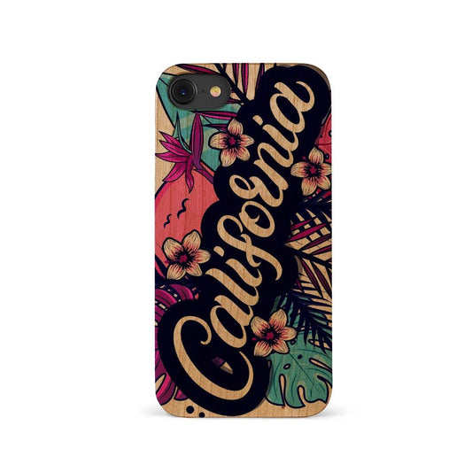California Flowers UV Colored Wood Phone Case for iPhone