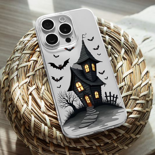 Spooky Haunted House TPU Clear Phone Case for iPhone & Samsung Phones