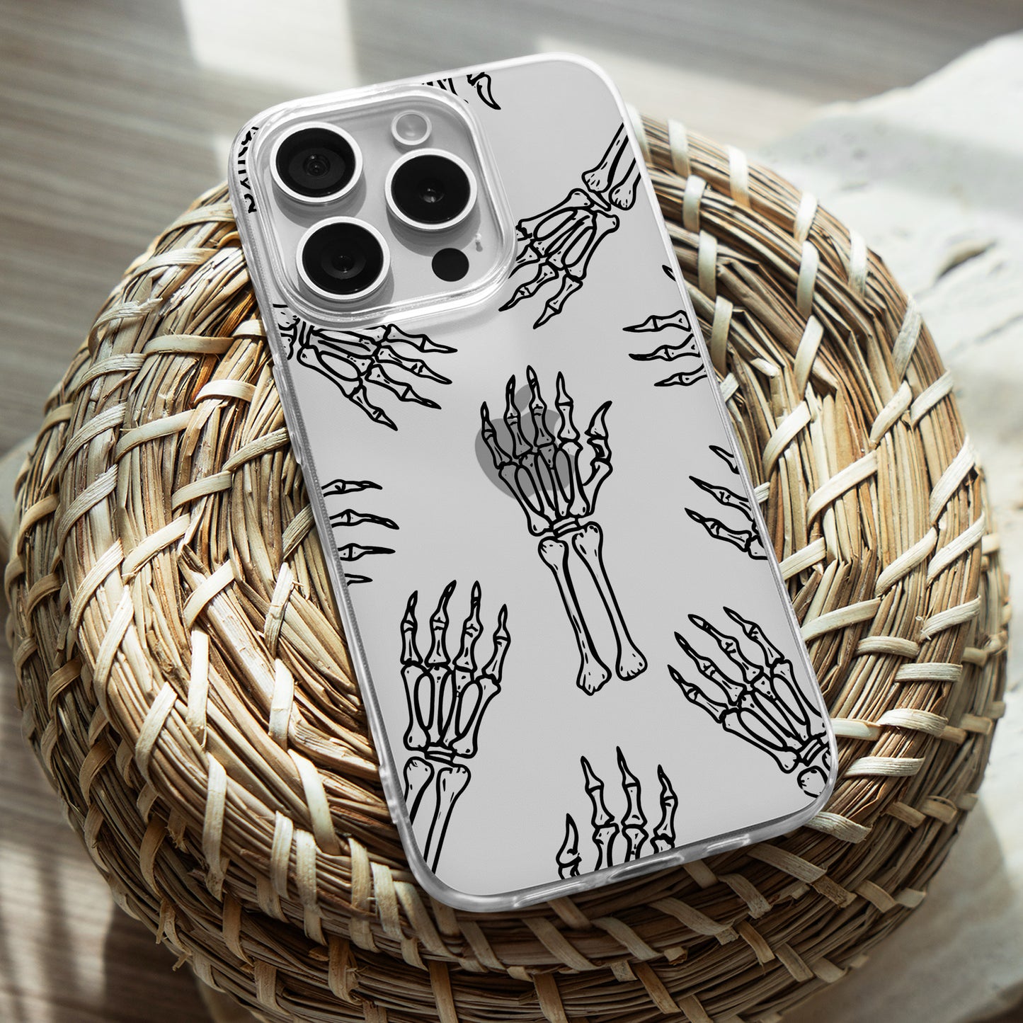 Creepy Skulls Hand TPU Clear Phone Case for iPhone & Samsung Phones