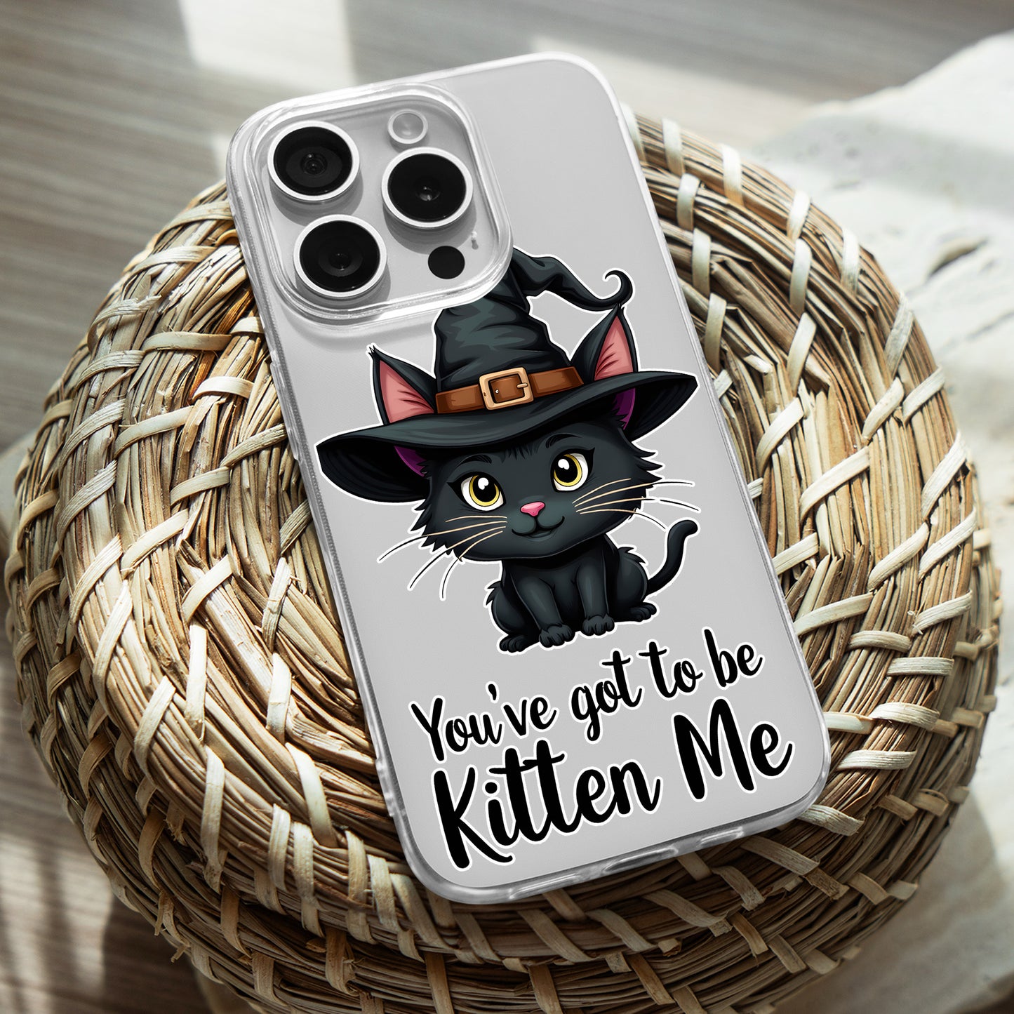 Witch Cute Cat TPU Clear Phone Case for iPhone & Samsung Phones