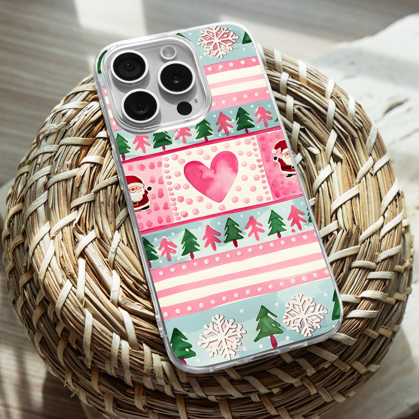 Pink Vibe Christmas Gift TPU Clear Case for iPhone & Samsung Phones