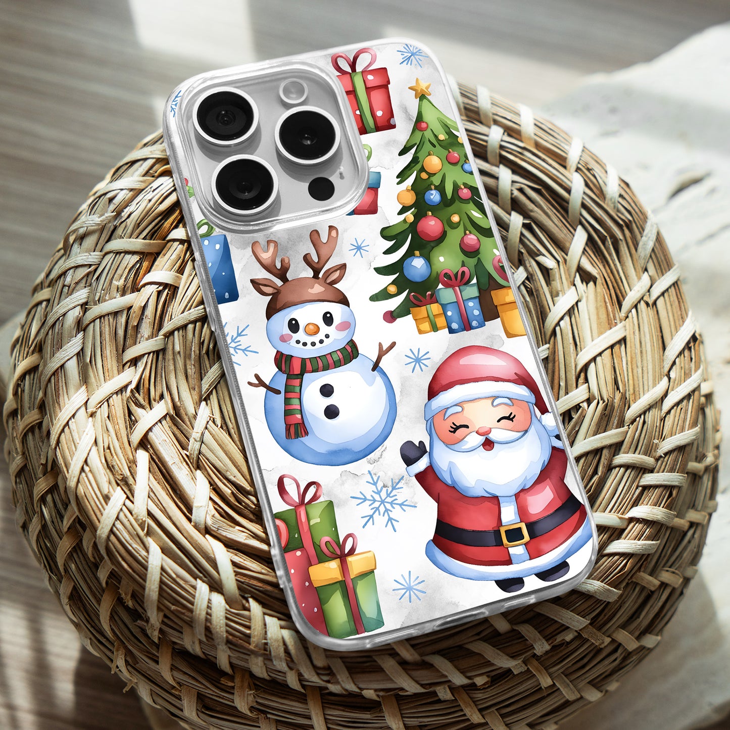 Snowman Santa TPU Clear Case for iPhone & Samsung Phones