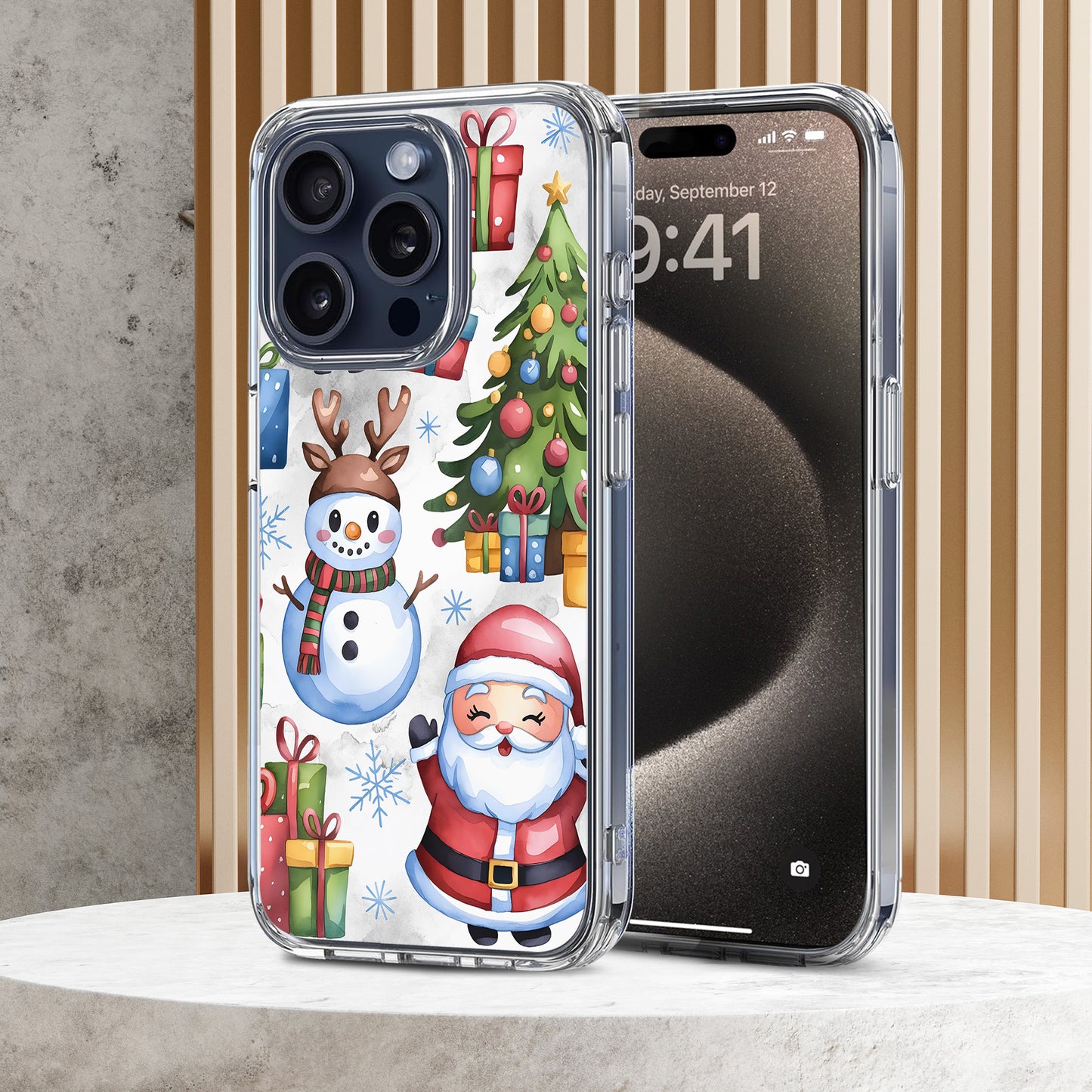 Snowman Santa TPU Clear Case for iPhone & Samsung Phones