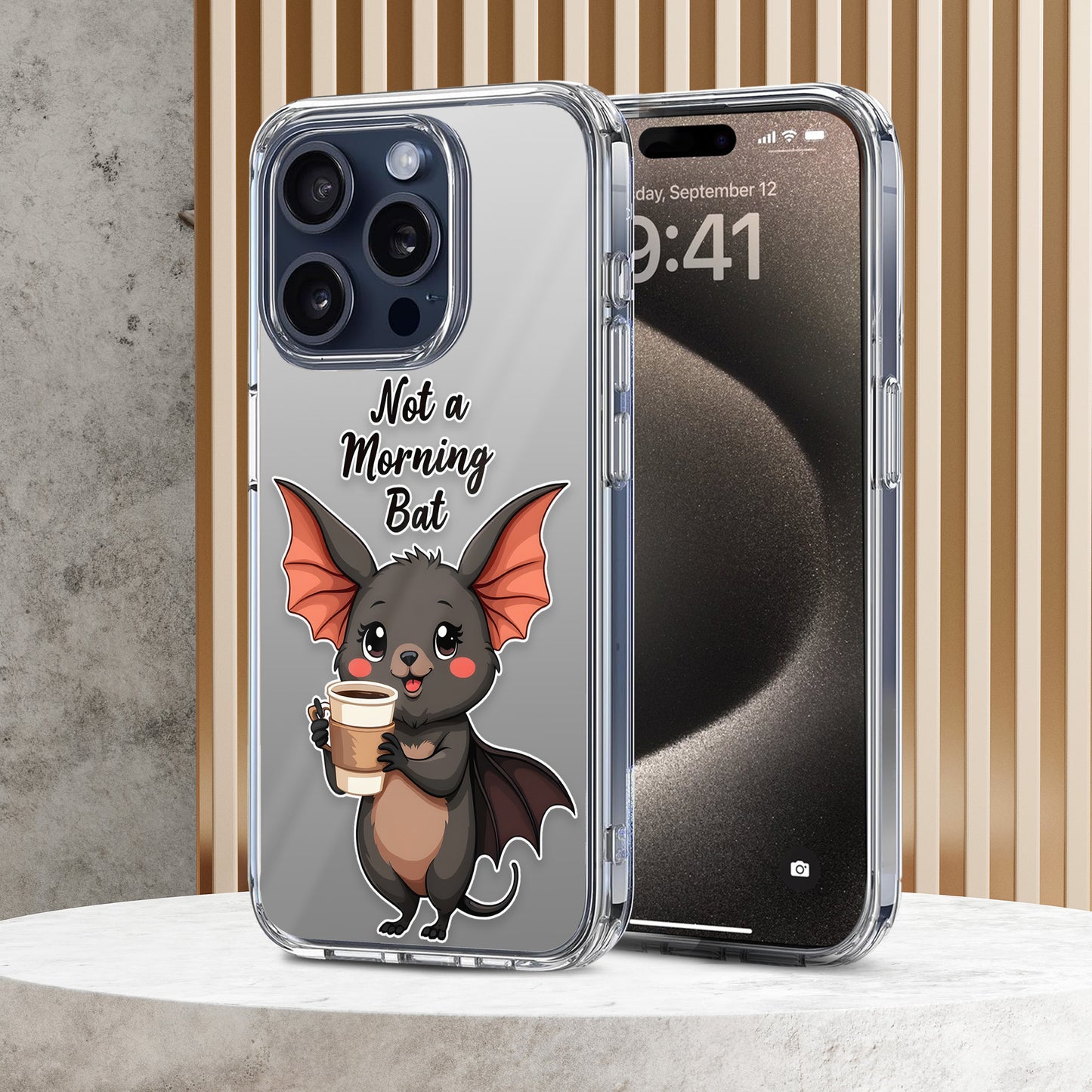 Not a Morning Bat TPU Clear Phone Case for iPhone & Samsung Phones