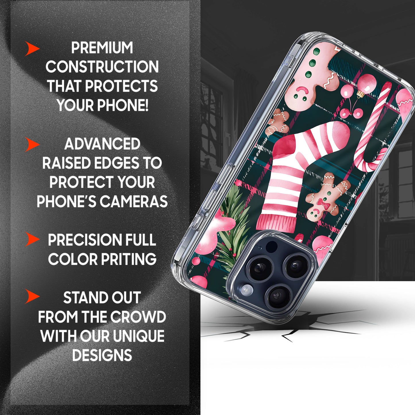 Pink Sock and Gingerbread TPU Clear Case for iPhone & Samsung Phones