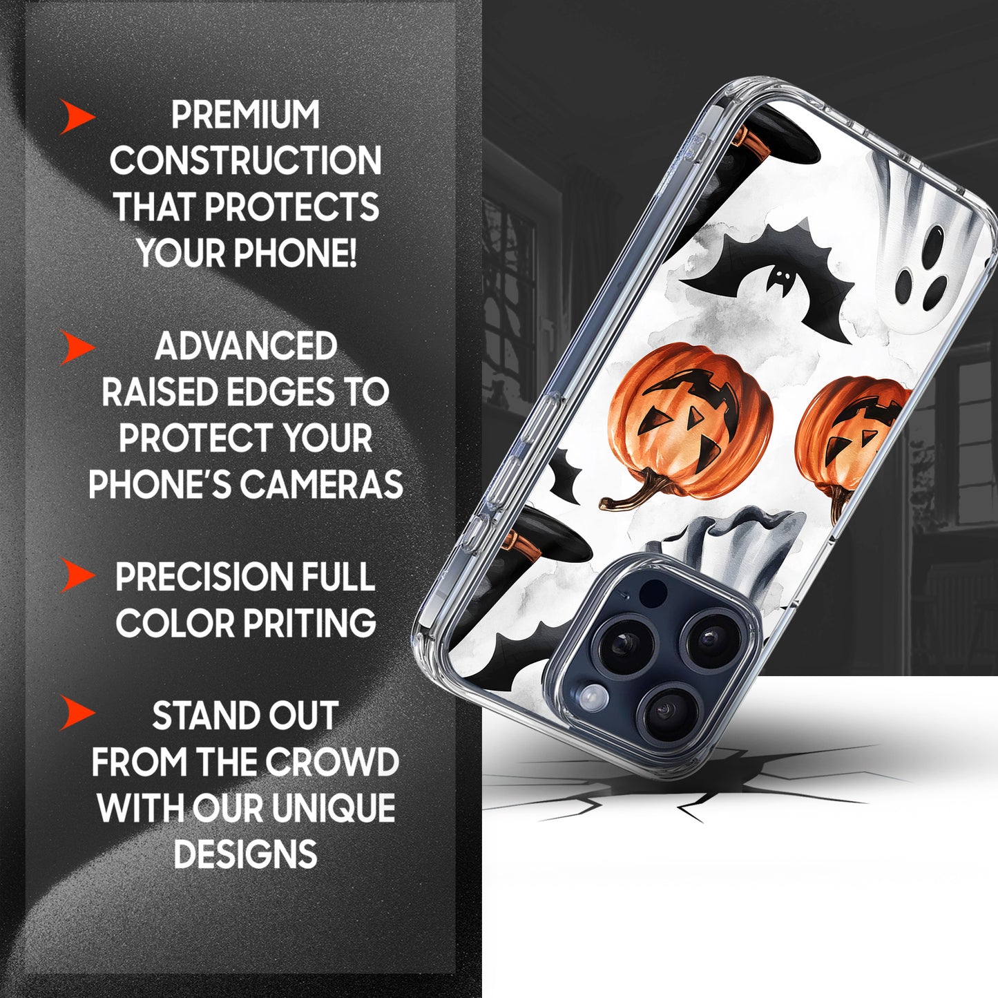Ghost Pattern 3 TPU Clear Case for iPhone & Samsung Phones