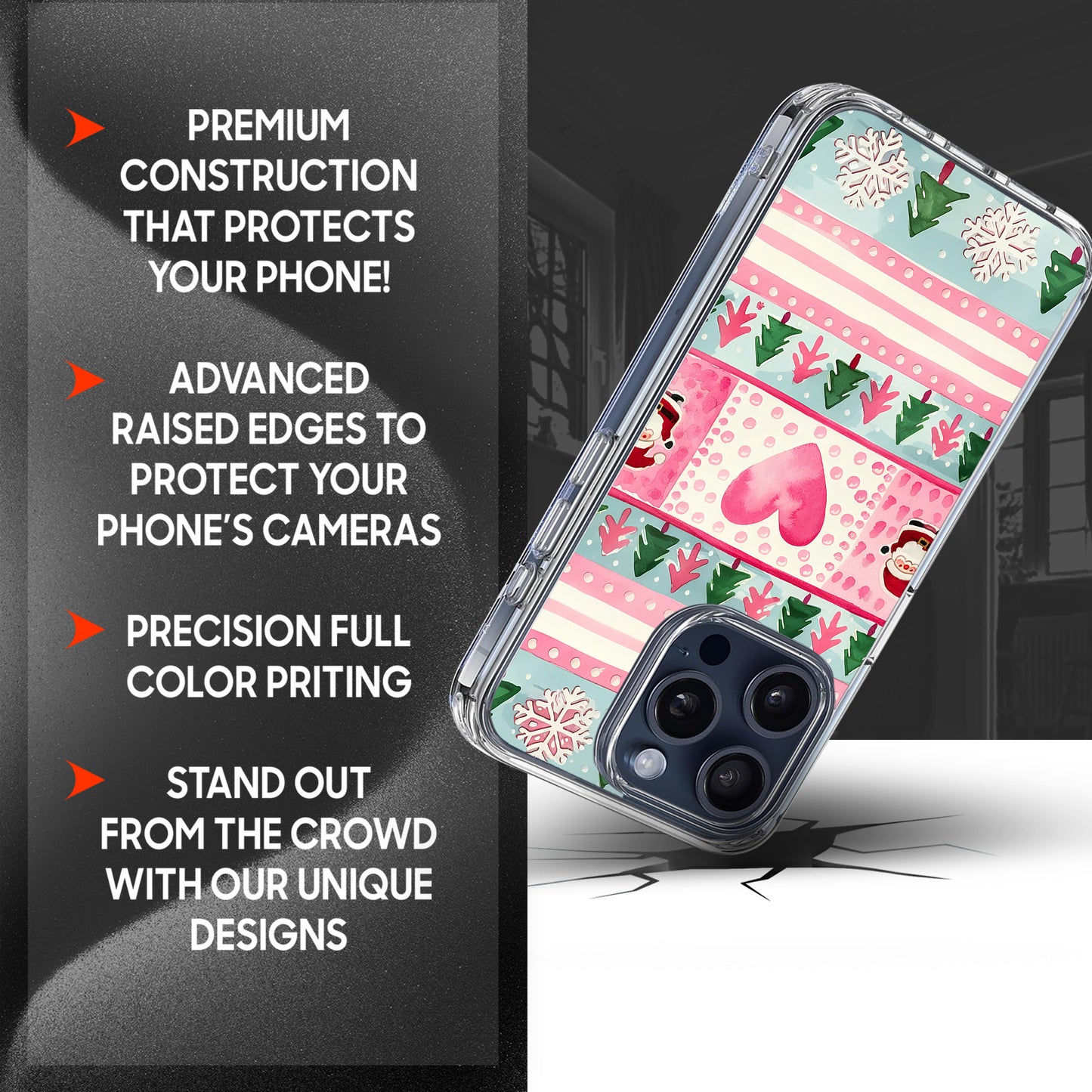 Pink Vibe Christmas Gift TPU Clear Case for iPhone & Samsung Phones