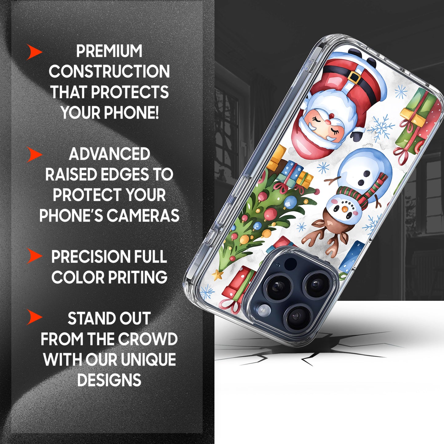 Snowman Santa TPU Clear Case for iPhone & Samsung Phones