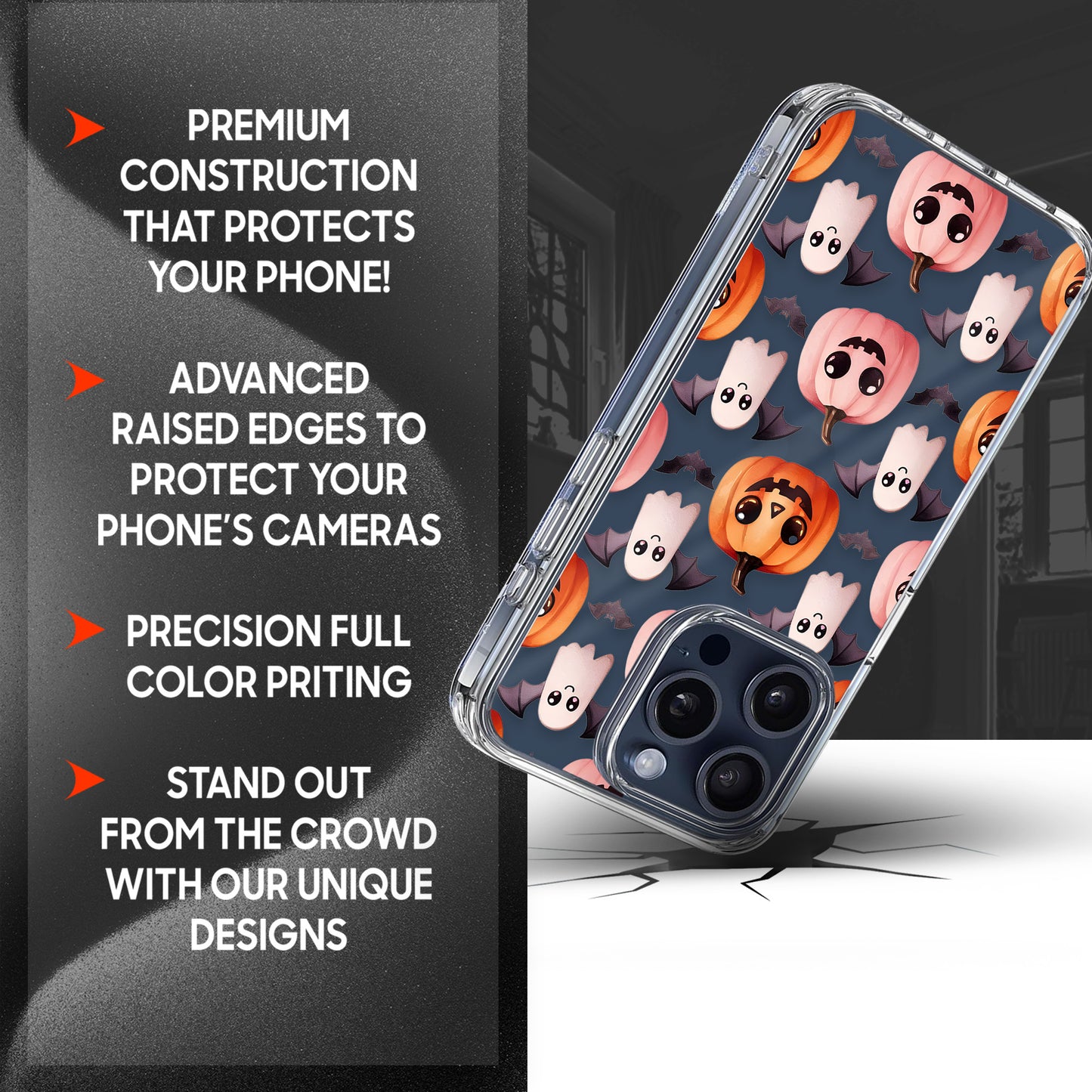 Ghost Pattern TPU Clear Phone Case for iPhone & Samsung Phones