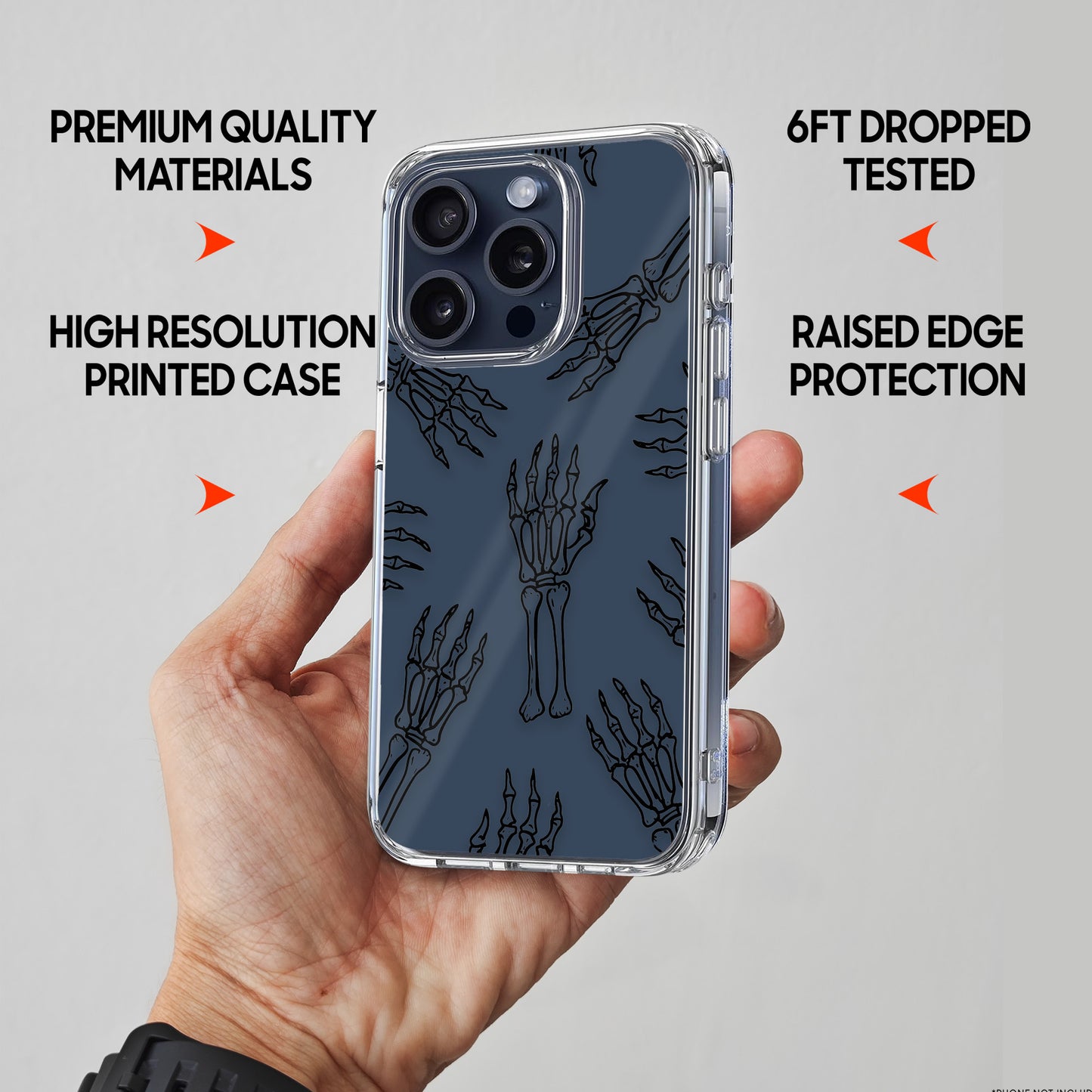 Creepy Skulls Hand TPU Clear Phone Case for iPhone & Samsung Phones