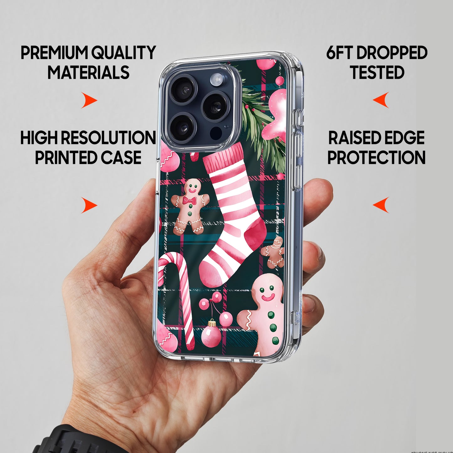 Pink Sock and Gingerbread TPU Clear Case for iPhone & Samsung Phones