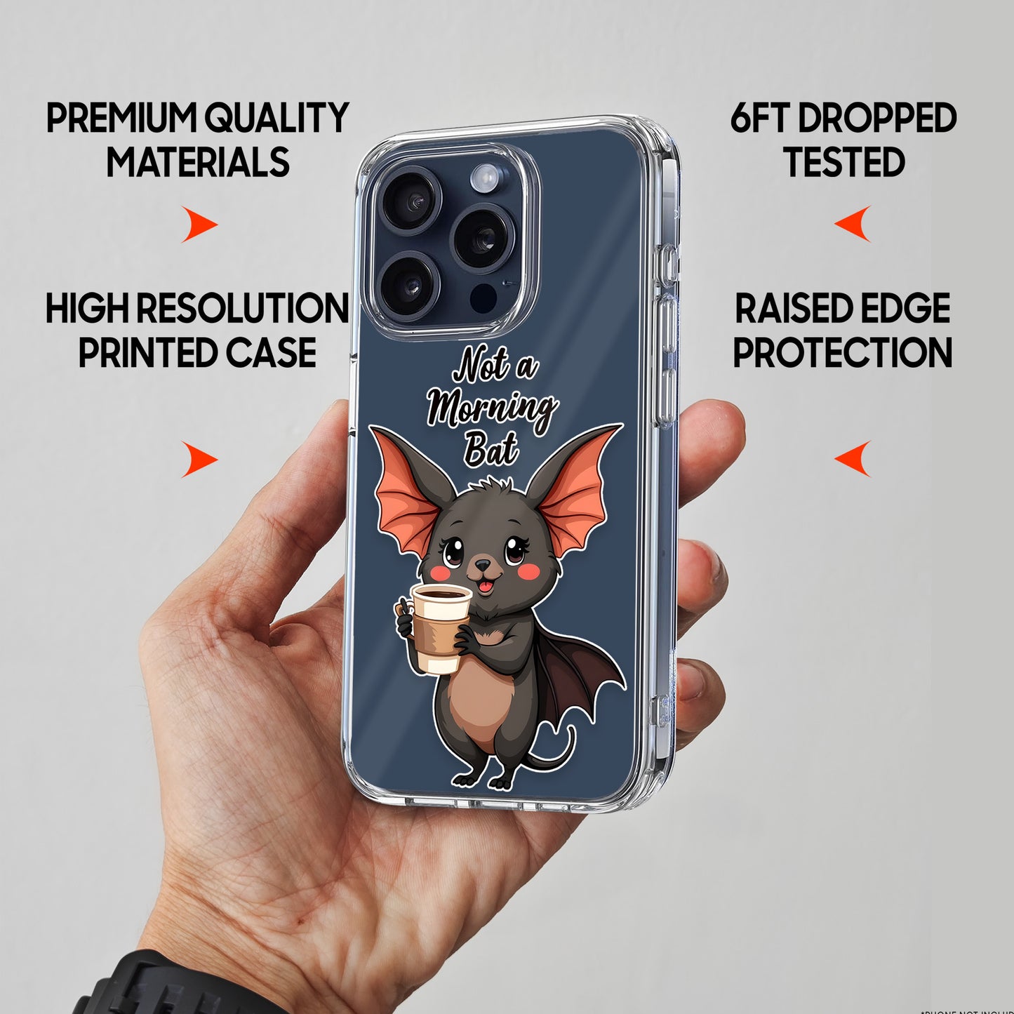 Not a Morning Bat TPU Clear Phone Case for iPhone & Samsung Phones