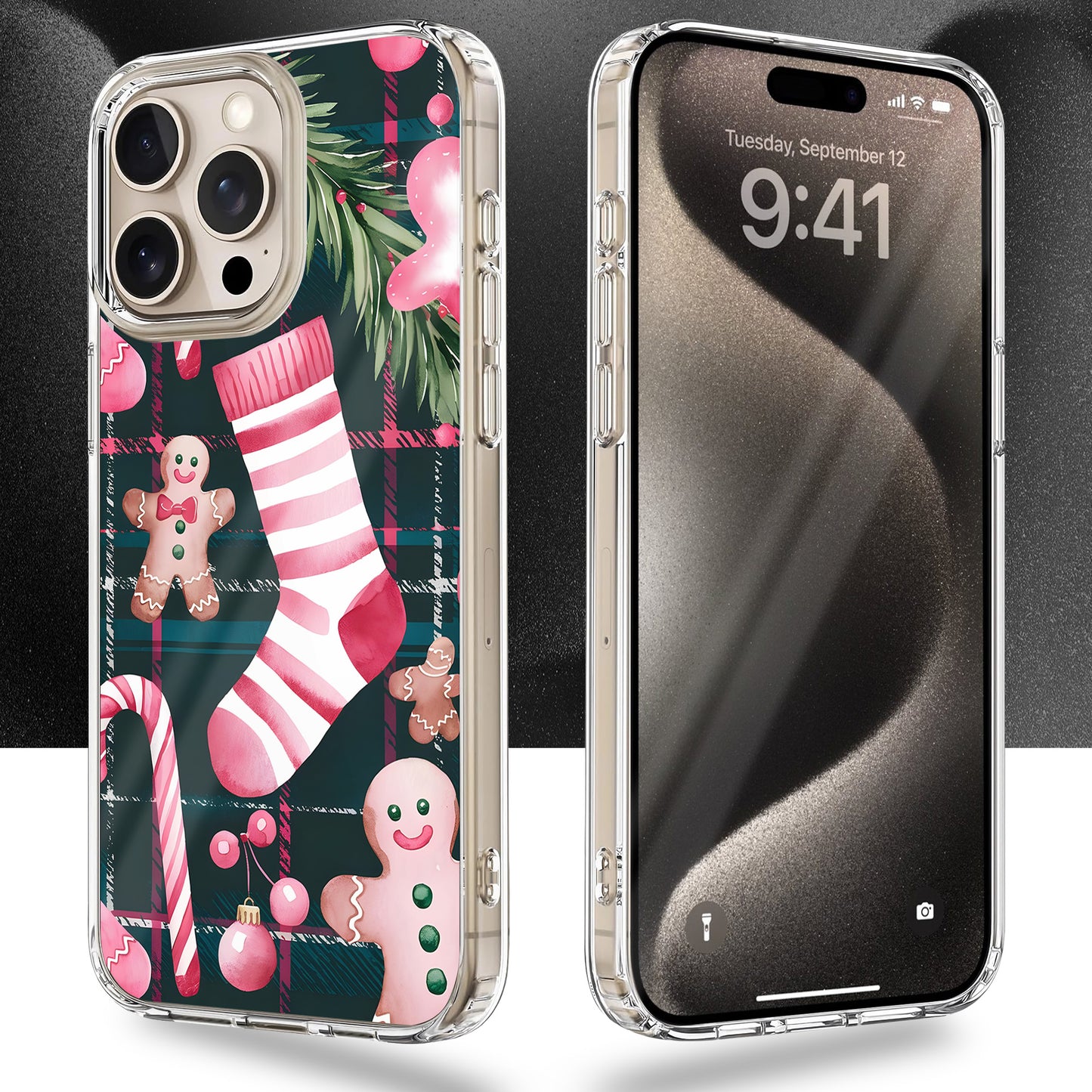 Pink Sock and Gingerbread TPU Clear Case for iPhone & Samsung Phones