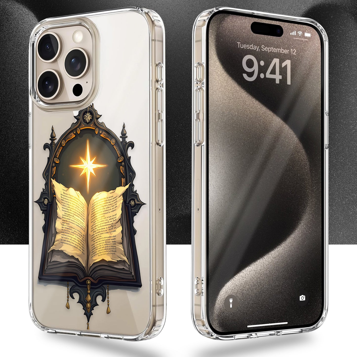 Witch Open Spell Book TPU Clear Phone Case for iPhone & Samsung Phones