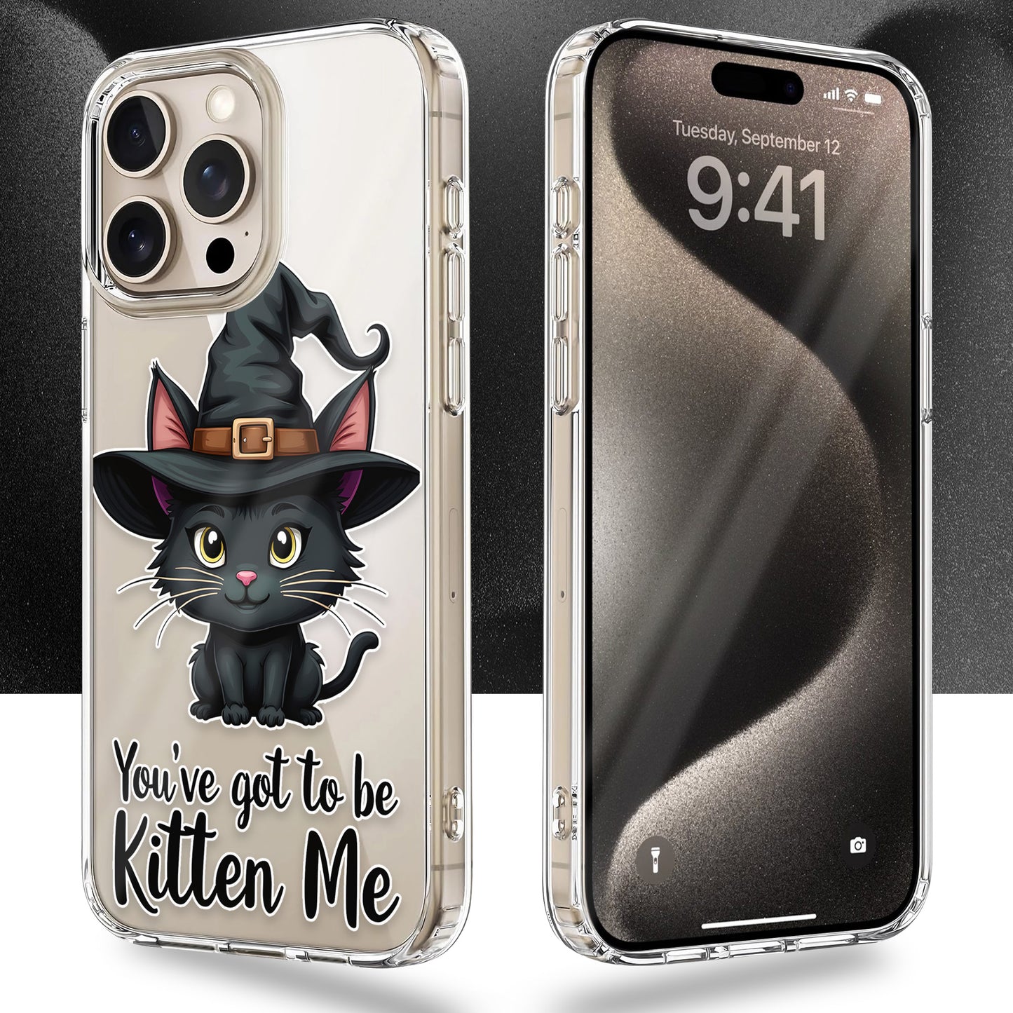 Witch Cute Cat TPU Clear Phone Case for iPhone & Samsung Phones