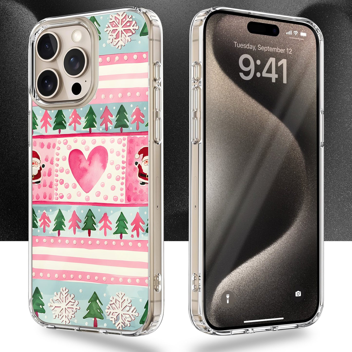Pink Vibe Christmas Gift TPU Clear Case for iPhone & Samsung Phones