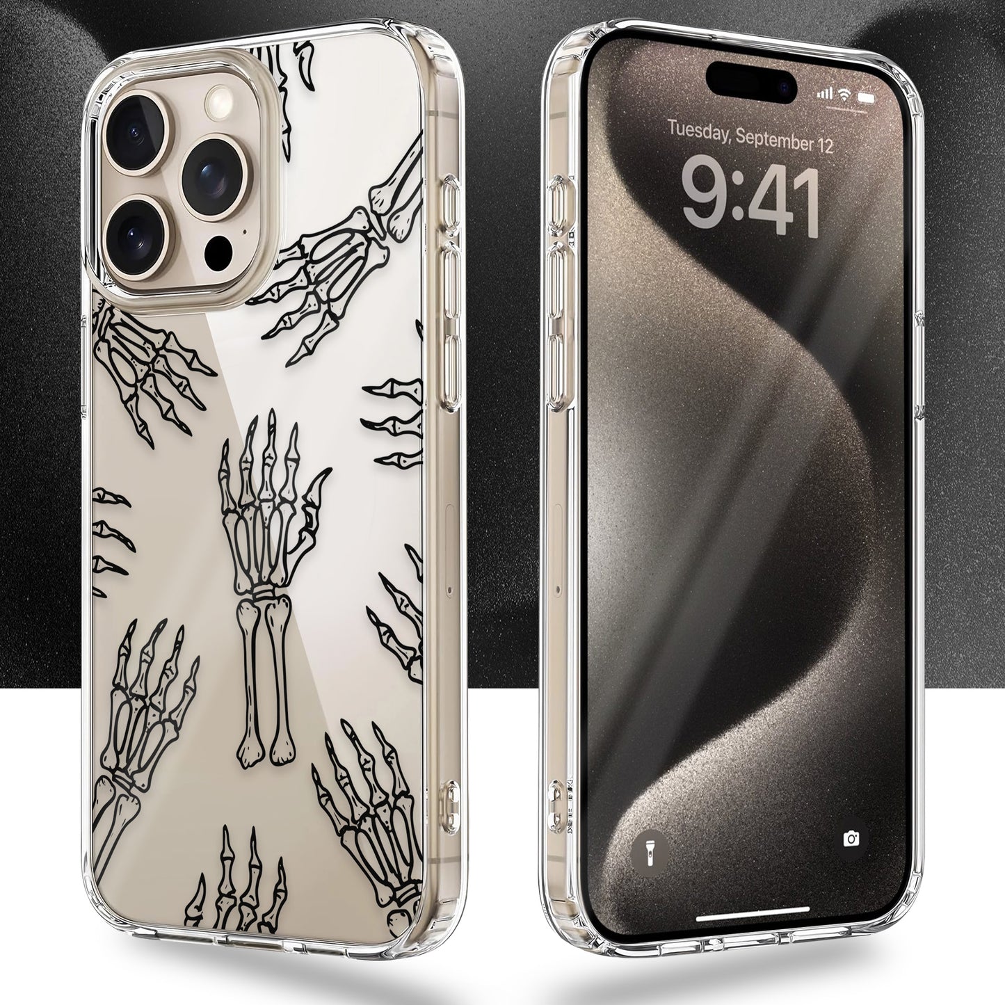Creepy Skulls Hand TPU Clear Phone Case for iPhone & Samsung Phones