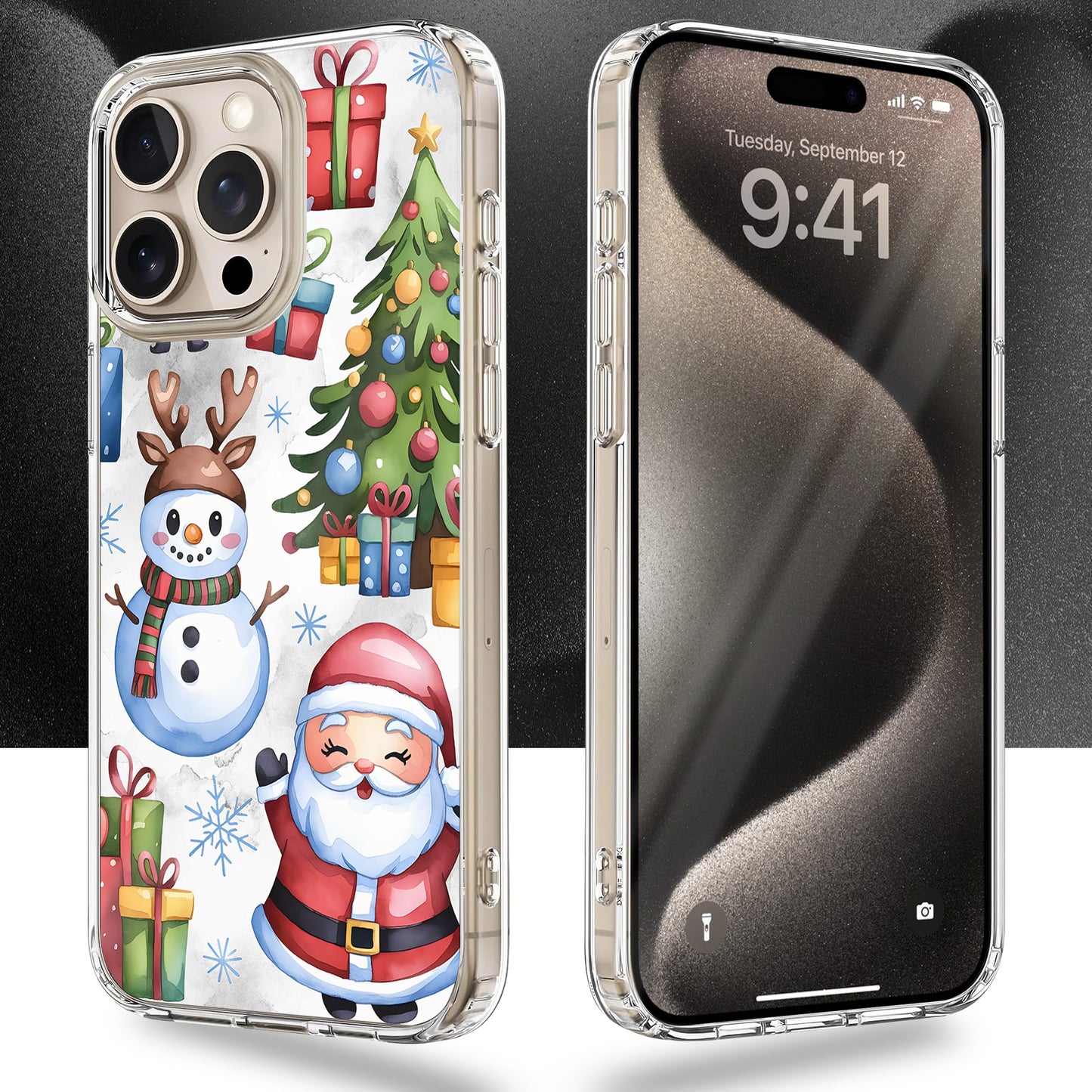 Snowman Santa TPU Clear Case for iPhone & Samsung Phones