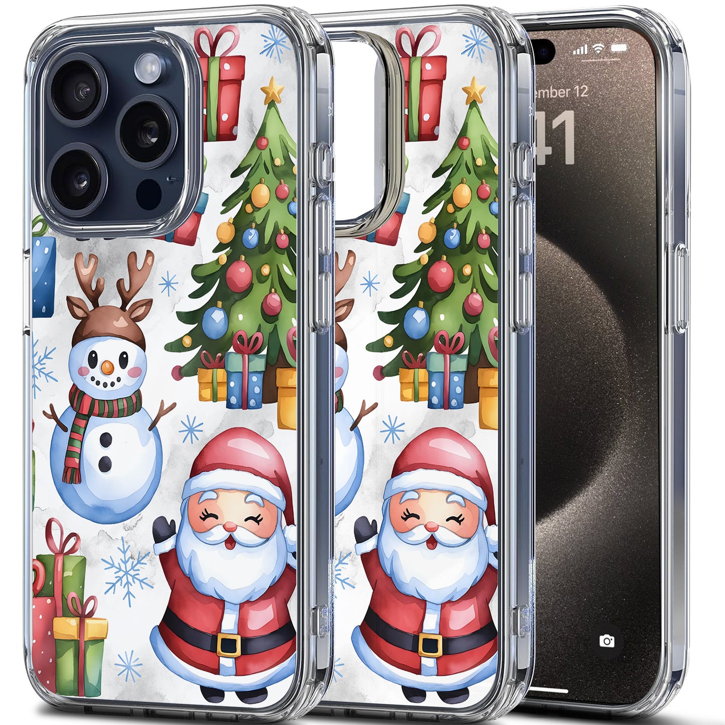 Snowman Santa TPU Clear Case for iPhone & Samsung Phones