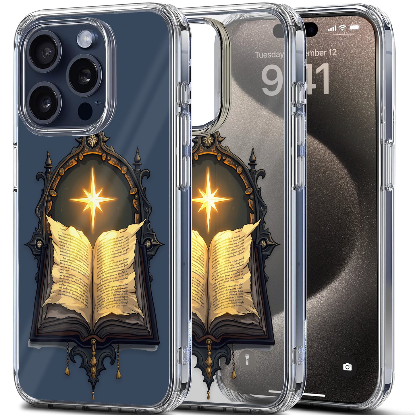 Witch Open Spell Book TPU Clear Phone Case for iPhone & Samsung Phones